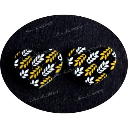 16mm Flowers Heart Shape Image Painted Wooded Laser Cut Cabochon to make Rings, Earrings, Bobby pin, pendant