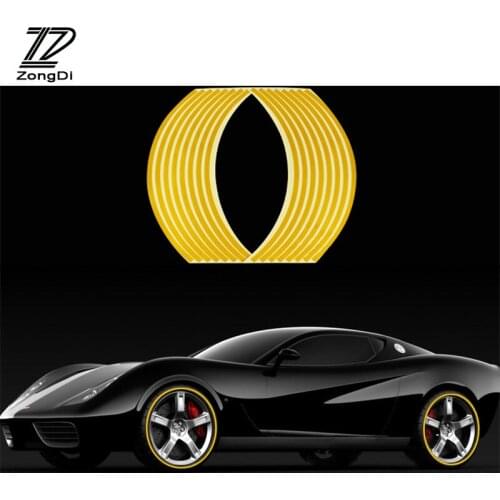 ZD 16pc14" Car Wheel Reflective Rims Tape Decals Strip Stickers For Audi A4 B7 B5 A6 C6 Q5 Honda Civic 2006-2011 Fit Accord CRV
