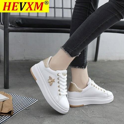 2021 White Shoes Women Sneakers Platform zapatos de mujer Fashion Rhinestone chaussures femme bee Lady footware Patchwork