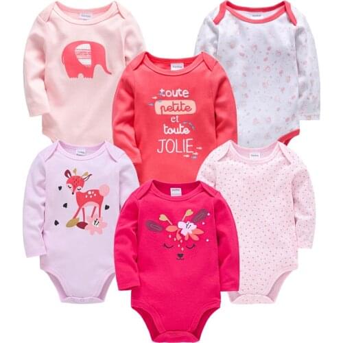 2021 Spring Girls Baby Bodysuit 3 6 Pcs/lot Newborn Long Sleeve Costume Cotton Autumn Body Bebe Cute Sika Deer Clothing