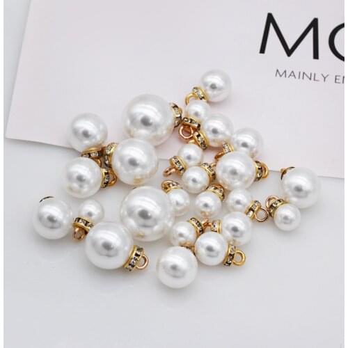 20p 8-16mm Ivory/white Acrylic Pearl&rhinestones charms Pendants Beads For Necklace Earrings jewelry Making material supplies