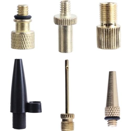 6 Pcs Valve Adapter Bicycle Air Inflator Pump Nozzle Kit Sporting Ball Inflatable Tube For Bike Football Basketball Volleyball