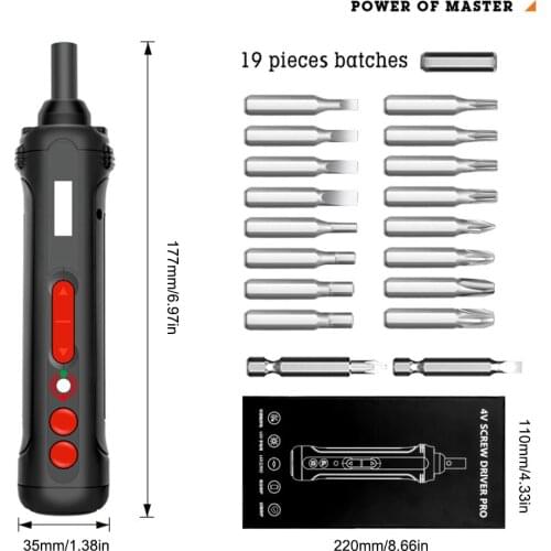 Cordless Screwdriver Mini Electric Screwdriver Electric Drill with LED Light + 19pcs Screwdriver Bits Mini Power Tools Rechargea