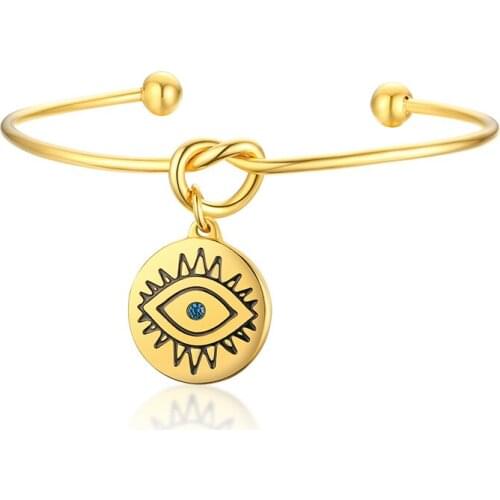 Titanium Steel Rhinestone Eye Accessory Opening European And American Fashion Style And Gold Bracelet Suitable For Women