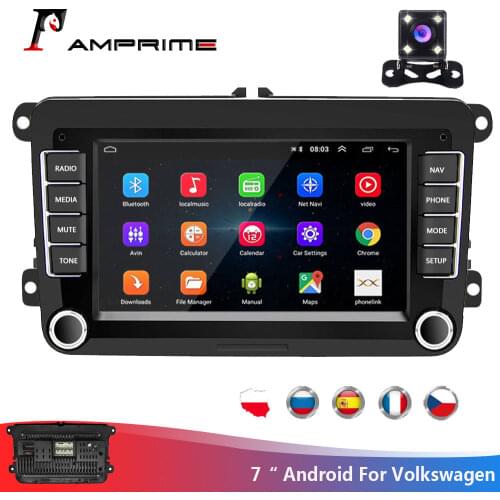 AMPrime 7“ GPS Car Multimedia Player Android Auto Radio For Seat/Skoda/Passat/Golf/Polo 2 Din Audio Stereo Bluetooth Car Radios