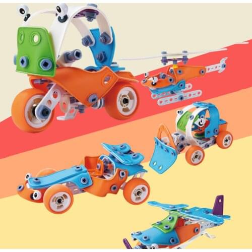 5 in 1 Kids Stylish Creative Mini Engineering Vehicle Car Building Toys Assemble Goods Construction Blocks Kit Display Mold
