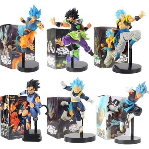 18-25cm Dragon Ball Super Saiyan Vegeta Broly Ultimate Soldiers Broli Black Blue Hair Battle Figurine PVC Figure Toys Model Doll