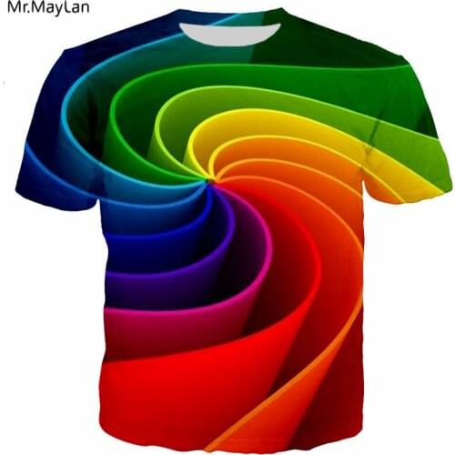 Hipster 3D Colorful Sector Print T shirt Men/Women Casual Hiphop T-shirt Tshirt Tees 2018 Boys Clothing camiseta hombre Big Size