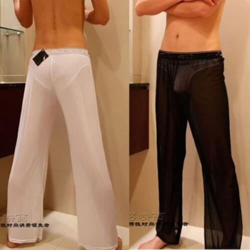 Hot Sexy Mesh Sheer Perspective Pant Sheer Transparent Loose Thin Leisure Lounge Pants Nightwear Sleep Bottoms Pyjama Trousers