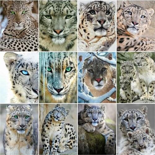 HUACAN Oil Painting Leopard Animals Drawing On Canvas HandPainted Art Gift DIY Picture By Number Winter Kits Home Decoration