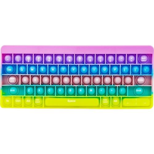 Keyboard Rainbow Push Bubble Popper Fidget Toys Soft Squishy Reliver Stress Toy Adult Kids Antistress Simple Dimple Sensory Toys
