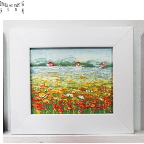 Oil painting Mini world famous paintings on Small thin board Match framework high quality Flower field DM-928008