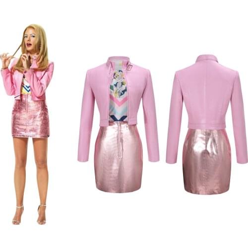 TV Series Mean Girls Regina George Pink Cosplay Costume Adult Women Mini Jacket Sexy Tight Skirt for part JK uniforms Halloween