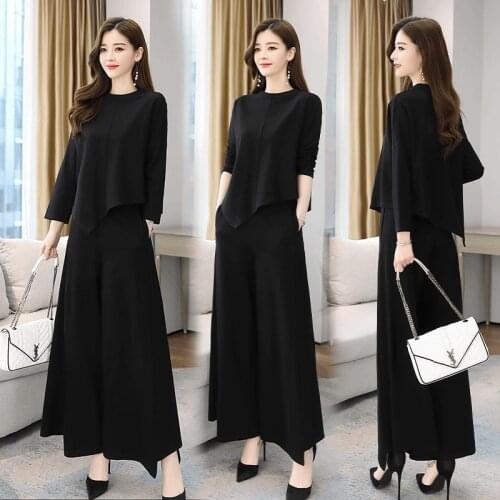 Fashion Wide Leg Pants Age Reduction Show Thin Temperament Fashionable Two-Piece Suit Leisure Foreign Style Autumn Womens Dress