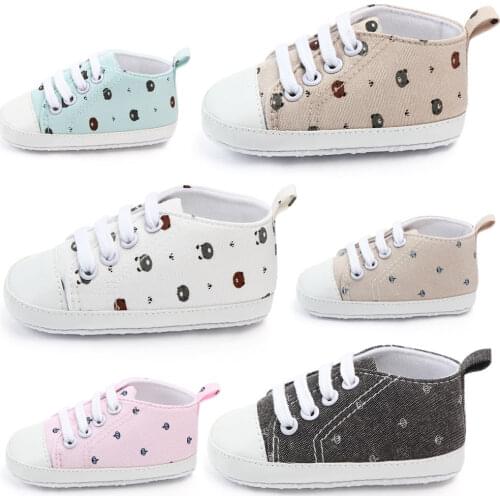 Cartoon Newborn Baby Shoes Canvas Soft Bottom Anti Slip Soft Sole Children Sneakers Toddler Girls Boys Shoe First Walkers