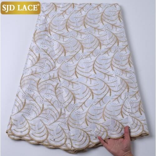 SJD LACE Embroidery African Lace Fabric With Eyelet Swiss Cotton Lace In Switzerland High Quality Voile For Wedding Party A2203