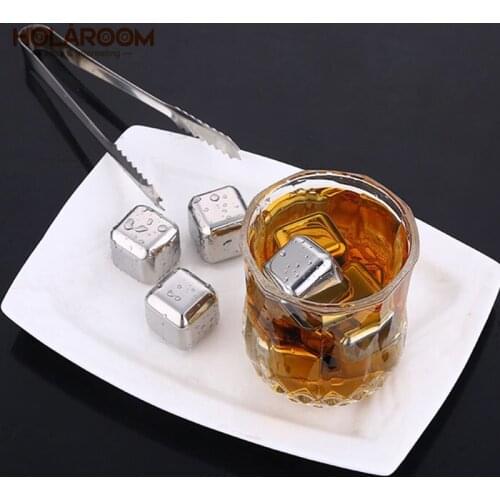 Holaroom Creative Ice Grain Stainless Steel Ice Cube Non-melting Chilling Stones For Whiskey Wine Drinking Water Kitchen Barware