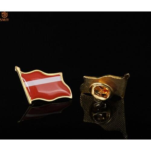 Latvia Country Flag Brooch PVC Waving Latvian Flag Lapel Tie Safety Buckle Travel Pin Badge