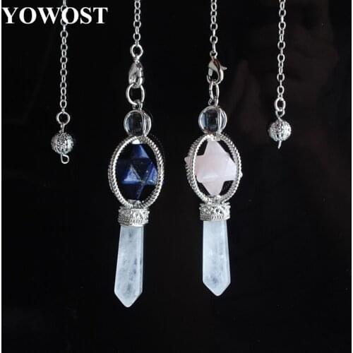 Merkaba Dowsing Quartz Natural Stone Crystal Amethysts Aventurine Reiki Healing Pendulum Pendant for Radiesthesia Jewelry QBN385