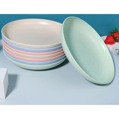 Eco-Friendly Biodegradable Unbreakable Dinner Plates Set Wheat Straw Restaurant Specialty Saucer Plastic For Picnic Dishes
