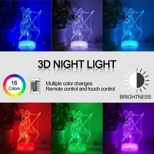 New Genshin Impact Anime 3d Lamp LED Night Lights Bedroom Decor Childrens Bedside Atmosphere Lamp Game Decorations Holiday Gift