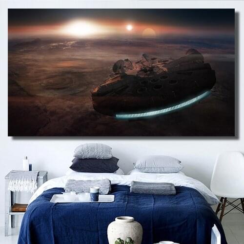 QKART Posters and Prints StarWars Millennium Falcon Canvas Oil Painting for Living Room Decorative Pictures Home Decor