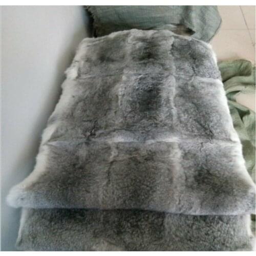 100% Real Soft Rabbit Fur Throw Blanket Rug Bed Real Fur Bed Carpet Steel Gray
