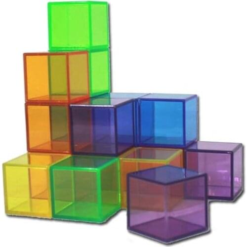 Early Learning Educational ABS Transparent Plastic Toy Cube Building Blocks Bricks Teaching Aids Study Appliance