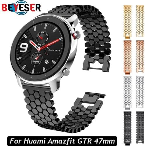 Strap for Xiaomi Huami Amazfit GTR 47mm/ gtr2 Stainless Steel Band for Samsung Galaxy 46mm Gear S3 Watchband Replace Band Correa