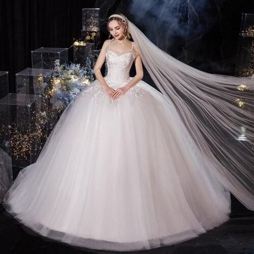 Glamorous Strapless Ruched Floor-Length White Organza Ball Gown Spaghetti Straps Wedding Dress 2021 Angel Married Apparel