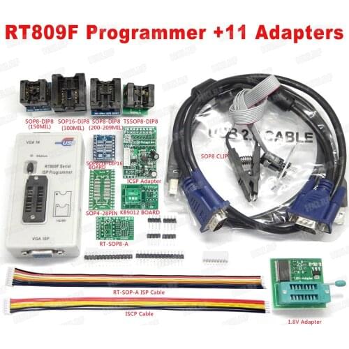 RT809F ISP Programmer +11 Adapters LCD Display Module With SOP8 Test Clip 1.8V Adapter SSOP8 TSSOP8 KB9012