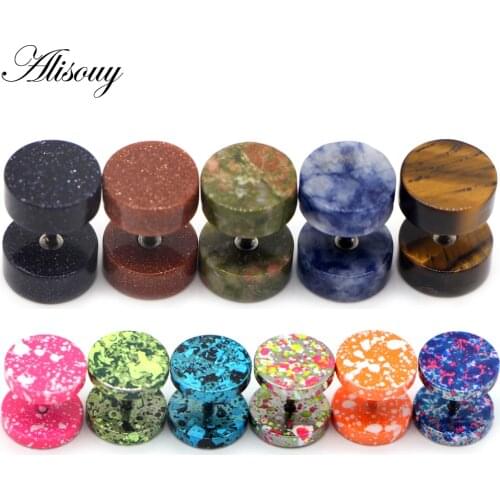 Alisouy 2Pcs New Earrings Fashion Jewelry Womens Ear Stud Barbell Piercing Punk Men Earrings 10 color studs piercing