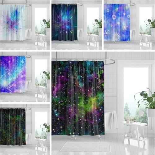 Galaxy Starry Sky Shower Curtain Psychedelic Color Bathroom Polyester Waterproof Curtains Home Decoration Eco-Friendly