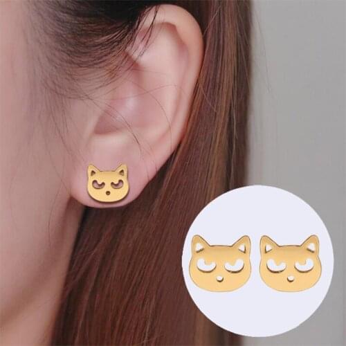 Shuangshuo 2017 Summer New Fashion Shiny Cat Stud Earrings for Women Cute Animal Party Jewelry Earrings Cheap Christmas Gifts