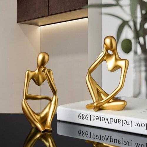 Nordic Abstract Resin Statue Thinker Character Sculpture Decorative Home Decor Miniature Figurines Living Room Office Decoration