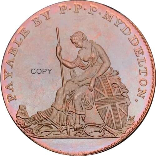 United States Of America 1796 Myddelton Token Red Copper Copy Coin With Plain Edge