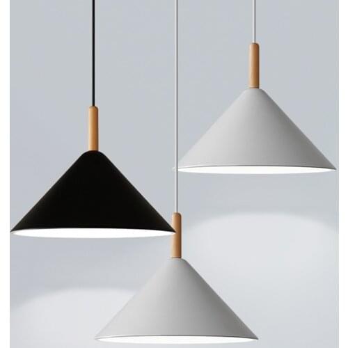 Modern hanging ceiling lamps E27 wood aluminum pendant lights, Home decor lighting and Bar Showcase spot light