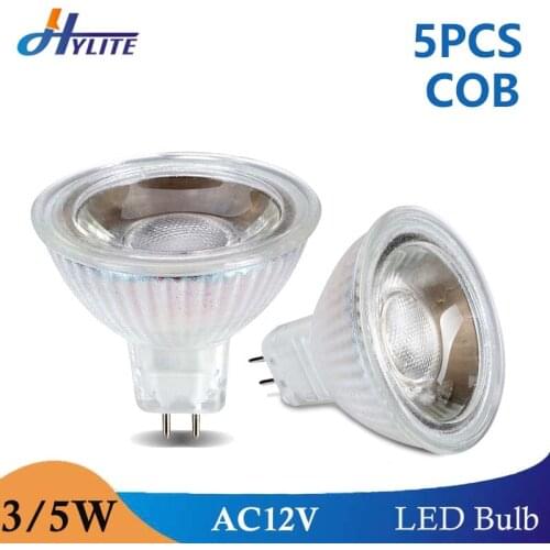 5PCS LED MR16 3W 5W Spot Light Non Dimmable AC/DC 12V COB 38 Degree Lampada Corn Bulb Indoor Home Decoration Ampoule
