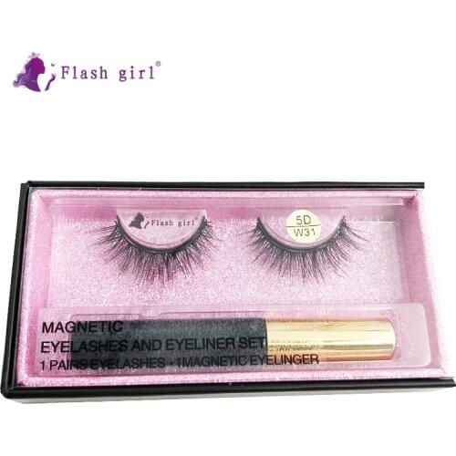 Flash Girl 5D-W series W 31 soft mink magnetic eyelashes and eyeliner suit