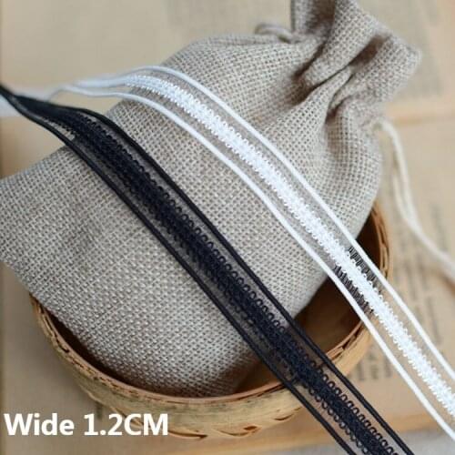 1.2CM Wide White Black Polyester Embroidered Stretch Lace Ribbon Collar Neckline Elastic Trim DIY Clothing Curtains Sewing Decor