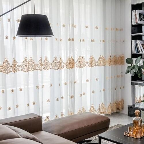 Embroidered Sheer Curtains for Living Room Bedroom European Tulle Curtains Voile Curtains Panel Window Treatments Home Decor