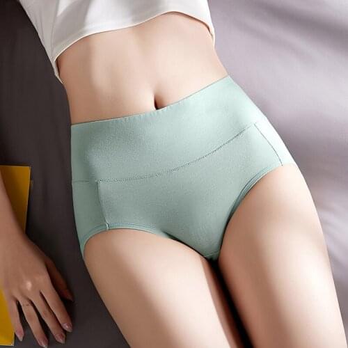 Plus Size M-4XL High Waist Womens Panties 100% Cotton Underwear Slimming Body Shaper Lingerie Female Ladies Control Panties
