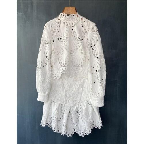 Crop Sets 2021 Spring Summer Fashion Skirt Suits High Quality Women Crochet Lace Embroidery Crop Tops +Mini Lace Skirt Sets 2pc