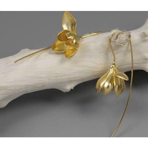 1Pair Womens Fashion Accessory Magnolia Flower Earrings Exquisite Party Gift Anniversary Jewelry Ladies Hook Earrings For Girls