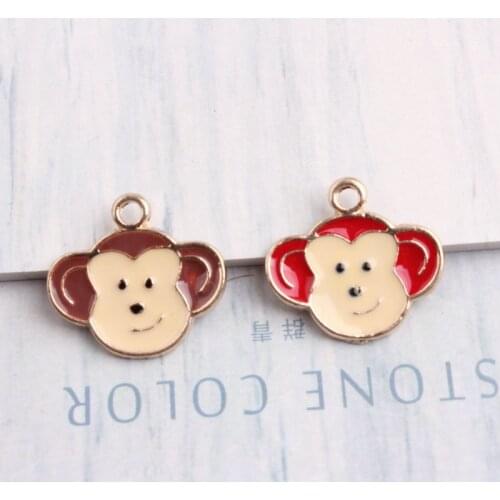 10 pcs New Hip Hop Monkey Animal Enamel Charms for Jewelry Making Diy Zinc Alloy Christmas Fitting Jewelry Findings