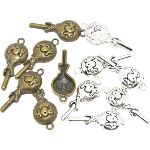 14pcs Fashion Alloy Pendants Two color Lollipop charms Fit DIY handmade Jewelry earrings Making 31*13mm