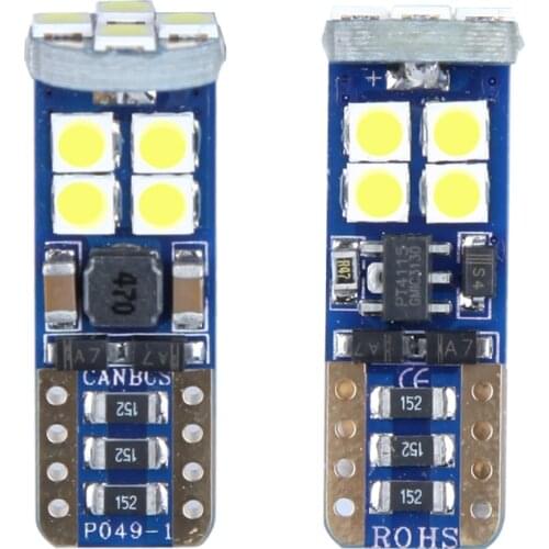 2PCS T10 W5W LED Car Wedge Parking Light Interior Bulb Reading Map Dome Lamp Super Bright 3030 SMD 12 Chips Auto Canbu Led 6000K