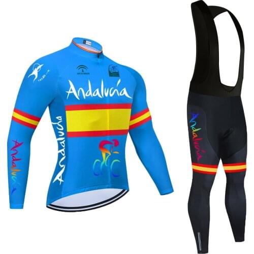 2021 Andalucia Cycling Jersey Set Long Sleeve Mountain Bike Clothes Wear Men Spain Bicycle Clothing Ropa Maillot Ciclismo