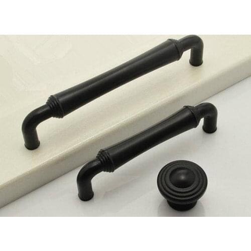 3.75" 5" 6.3" Black Dresser Knob Drawer Pulls Handles Kitchen Cabinet Door Knobs Pull Handle Retro Large Solid 96mm 128mm 160mm