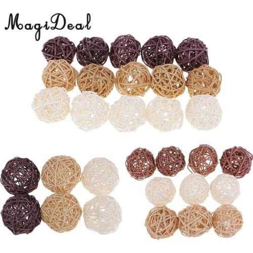 3cm/5cm/7cm Mixed Colors Lovely Wicker Rattan Ball, Christmas Birthday Home Wedding Party Decorations DIY Ornaments Kids Toys